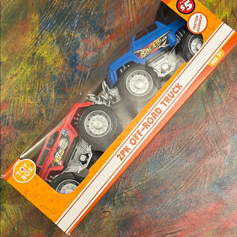 2-Pack Off-Road Truck Set - Red and Blue NIB Toy Cars